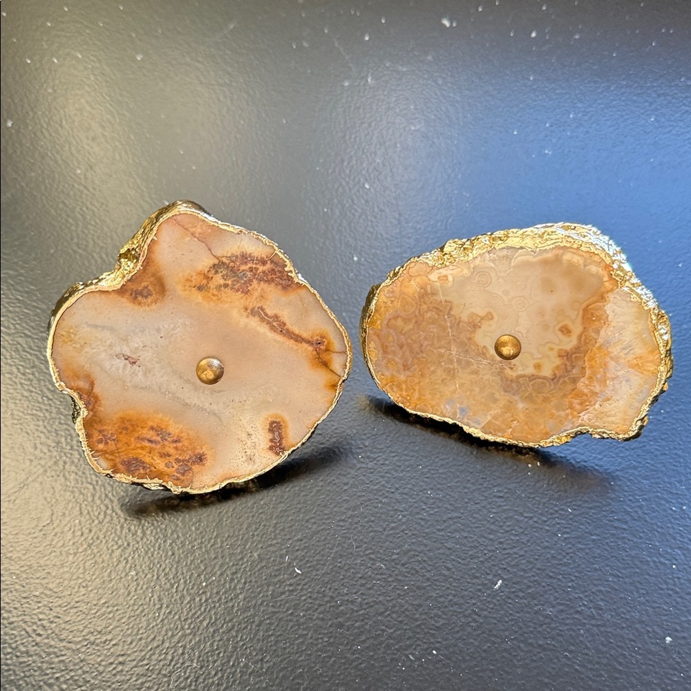 Anthropology Gold and Brown Agate Stone drawer knobs